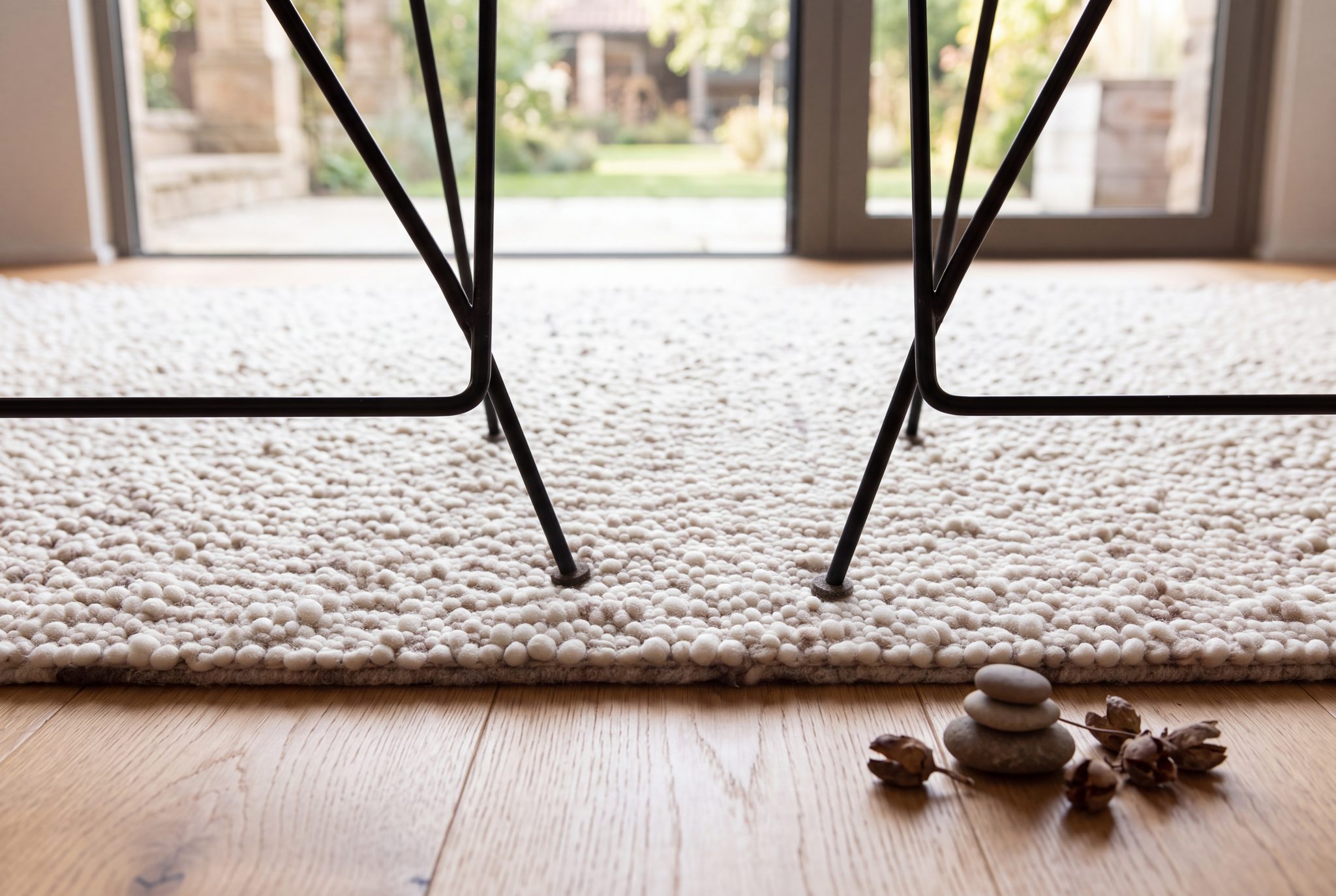 Robuster Jute-Sisal-Teppich mit sichtbarer, strukturierter Webtechnik in natürlichem Beige